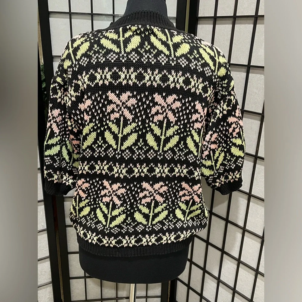 United Colors Of Benetton Black Knit with Pastel Pink & Lime Stripes, EU SIZE 48 - Picture 6 of 10